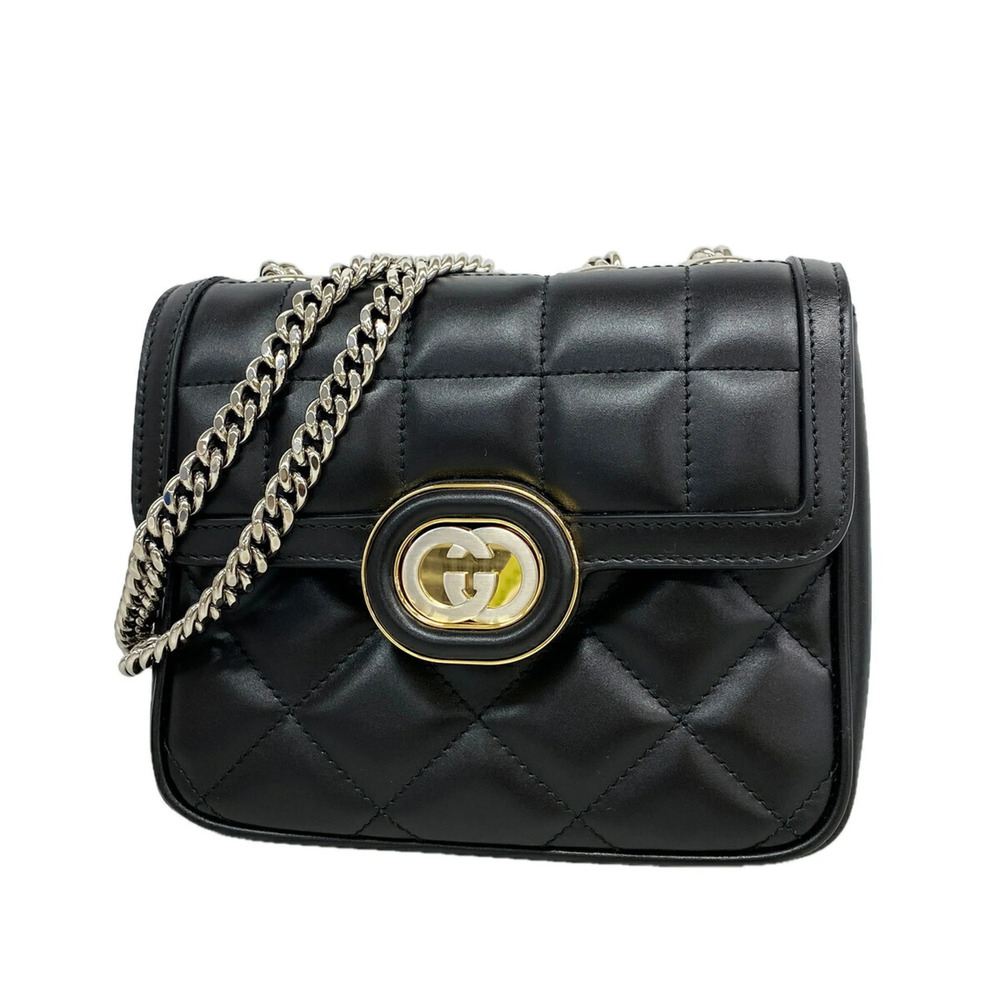 Gucci Shoulder Bag, Decorated, 741457, Leather, Black, Gold, Women's